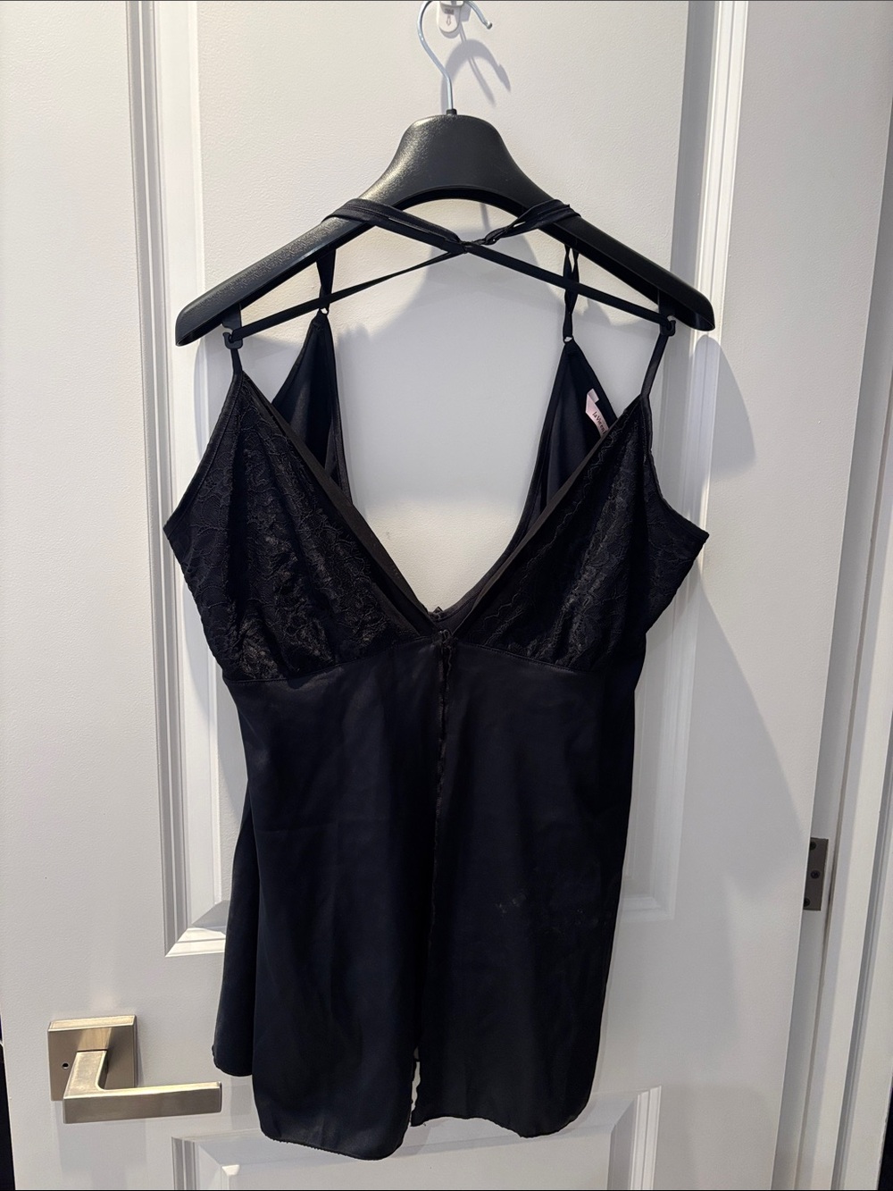 La Vie En Rose Black Lace-Trim Chemise